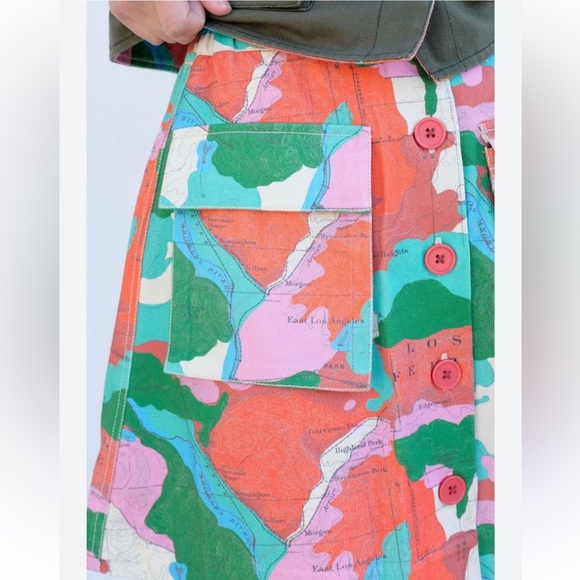 CLARE V. ginette map print mini skirt in multi XS - Picture 3 of 11